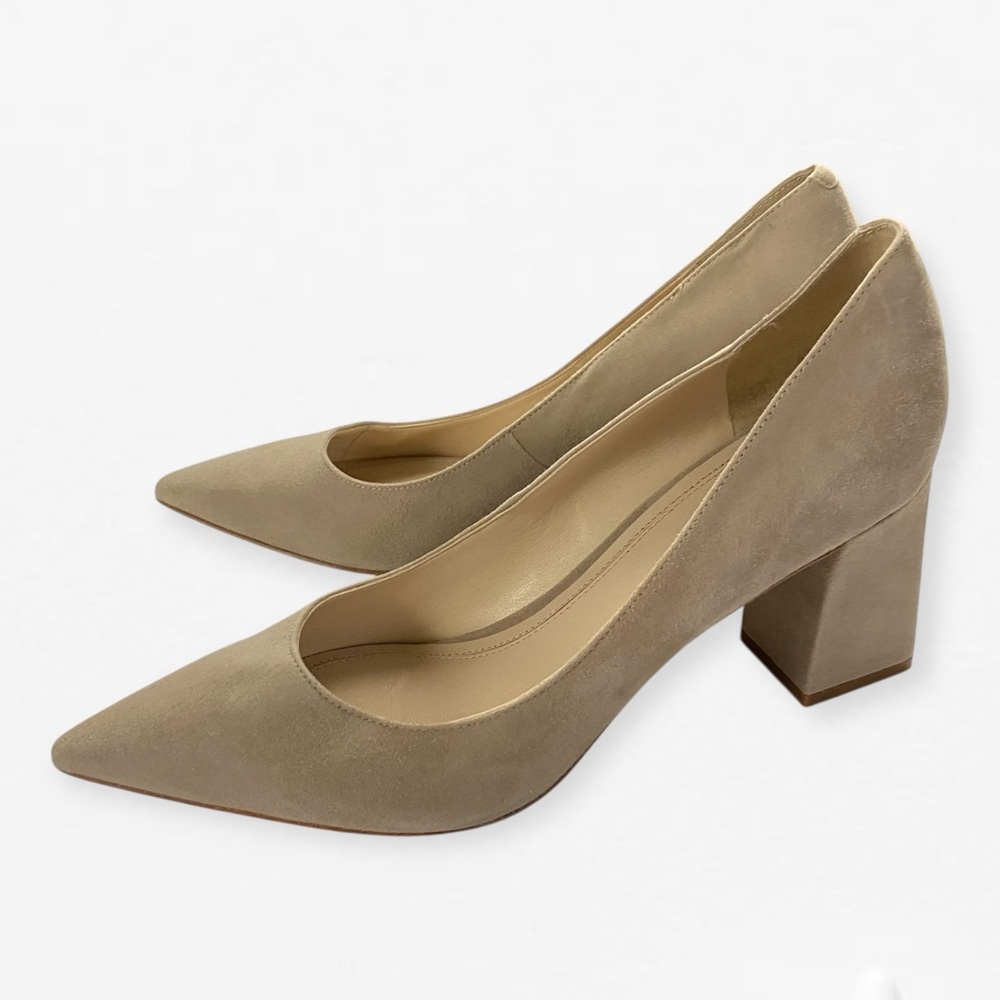 Marc Fisher LTD Women's Tan Beige Suede Block heel Classic Pumps 10M